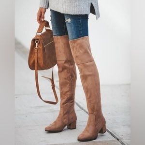 Taupe Suede Over the Knee Boots